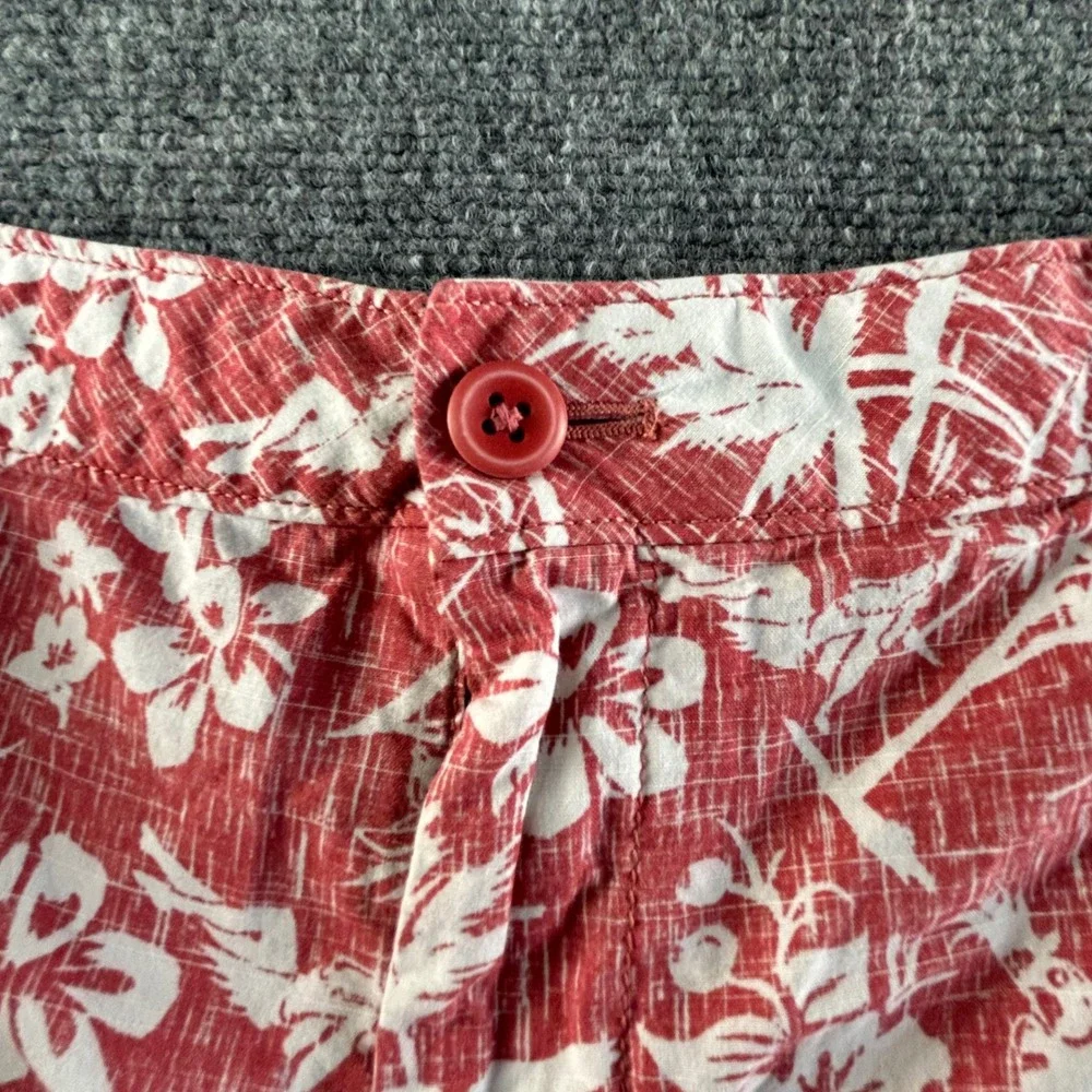 Izod Saltwater Mens 36 Red Tropical Floral Sailboat Print Shorts 7 Inch Inseam